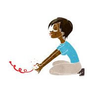 Cartoon Girl Playing Computer Games N8