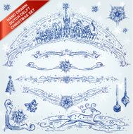 Set of Dutch Delft Blue Hand Drawn Frames