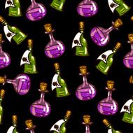 Seamless background with chemical flasks