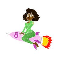 cartoon army pin up girl riding missile N3