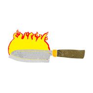cartoon kitchen knife on fire N2