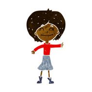 cartoon happy girl giving thumbs up symbol N6