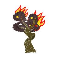 cartoon burning old tree N2