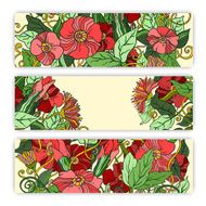 Hand Drawn Pattern Card Set With Art Flowers