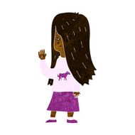 cartoon girl with pony shirt waving N6