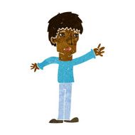 cartoon worried man reaching out N10