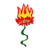 cartoon flower on fire N2