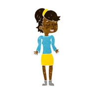 cartoon woman shrugging shoulders N248