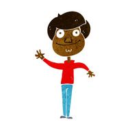 cartoon happy man waving N19