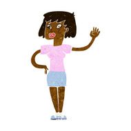 Cartoon Woman Waving N172