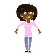 cartoon woman shrugging shoulders N251