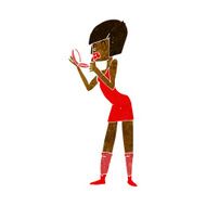 cartoon woman applying lipstick N10