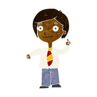cartoon school boy answering question N25