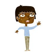 cartoton unhapy boy waving N9
