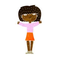 cartoon woman raising arms in air N4
