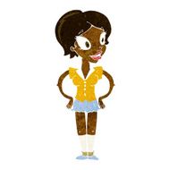cartoon happy woman in short skirt N5