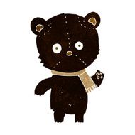cartoon waving black bear N14