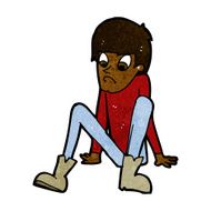 cartoon boy sitting on floor N4