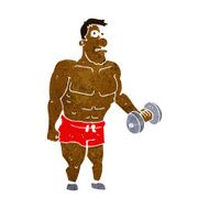 Cartoon Man Lifting Weights N17