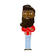 cartoon serious man with beard N11