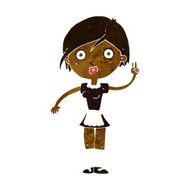 cartoon waitress making hand gesture N6