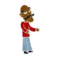 cartoon old man with mustache N13
