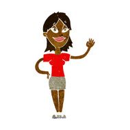 Cartoon Woman Waving N176