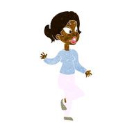cartoon friendly woman waving N29