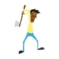 cartoon man swinging axe N6
