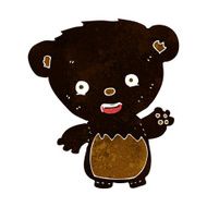 cartoon black bear cub waving N3