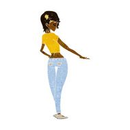 cartoon pretty girl in jeans and tee N6