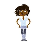 cartoon woman with hands on hips N113