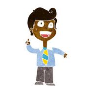 cartoon school boy raising hand N5