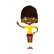 cartoon waving woman N70