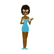 cartoon confused woman in cocktail dress N6