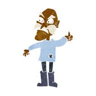 cartoon angry old man in patched clothing N6