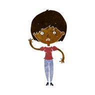 cartoon waving woman N71