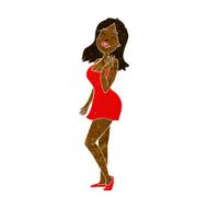 cartoon pretty woman in cocktail dress N6