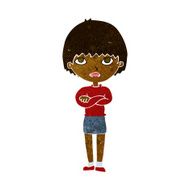 cartoon woman with crossed arms N25