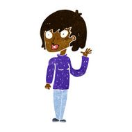 cartoon waving woman N72