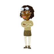 cartoon woman with crossed arms and safety goggles N5