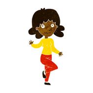 cartoon friendly woman waving N30
