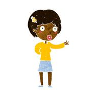 cartoon waving woman N73