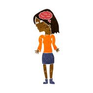 cartoon clever woman shrugging shoulders N5