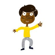 cartoon happy man waving N21