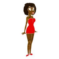 cartoon surprised woman in short dress N6