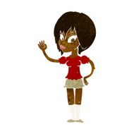 cartoon pretty woman waving N45