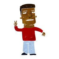 Cartoon Man Giving Peace Sign N30
