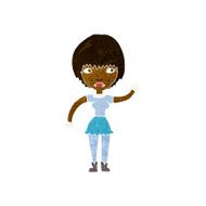 cartoon waving woman N74