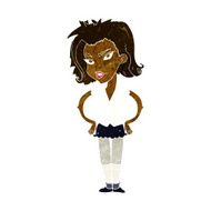 cartoon woman with hands on hips N115